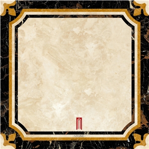 Turkey Feslikan Marble Oscar Beige Marble Floor Medallions Waterjet Medallions Floor Carpets Design for Hotels