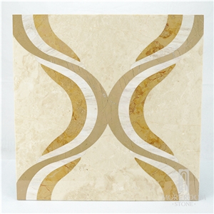 Turkey Feslikan Oscar Beige Marble Laminate Tile Polished Marble Flooring Modern Design Thin Laminated Water-Jet Medallions Turkish Marble Price