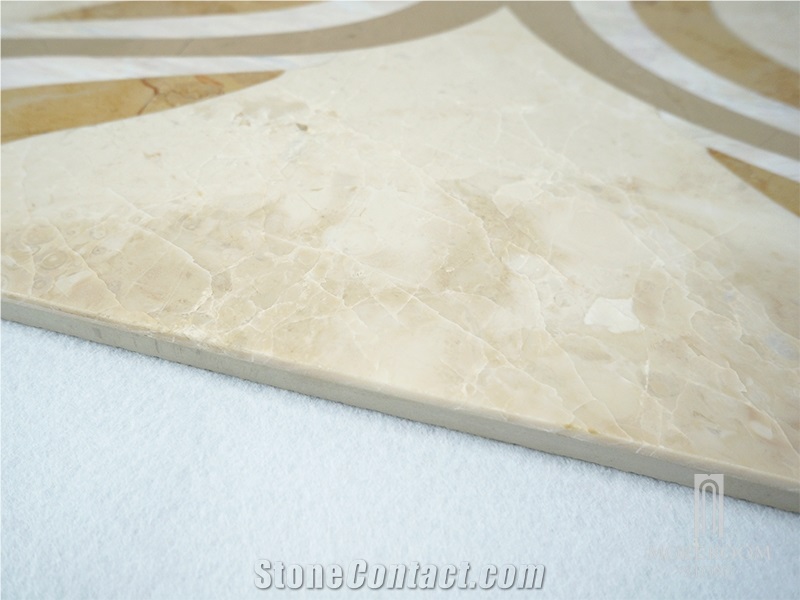 Turkey Feslikan Oscar Beige Marble Laminate Tile Polished Marble Flooring Modern Design Thin Laminated Water-Jet Medallions Turkish Marble Price