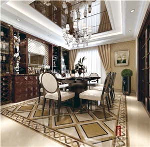 Turkey Hacilar Beige Marble Cappuccino Marble Skirting Border Decos Mosaic Border Mordern Design, Cappucino Grey Marble Mosaic Border