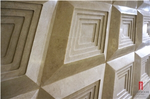 Turkey Hacilar Beige Marble, Cappucino Marble Walling Tiles 3d Wall Panels, Cnc Wall Panels, Ceramic Backed 3d Wall