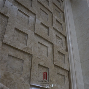 Turkish Beige Marble Cappuccino Marble Stone Tiles 3d Wall Panels Cnc Stone Tiles Walling Tiles for Background Decoration