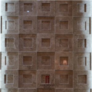 Turkish Beige Marble Cappuccino Marble Stone Tiles 3d Wall Panels Cnc Stone Tiles Walling Tiles for Background Decoration