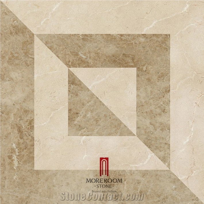 Turkish Marble Tiles Burdur Beige Marble Cappuccino Marble Tiles Water Jet Marble Medallion Floor Medallion Laminated Marble Tiles Polished Marble Floor Tile Design