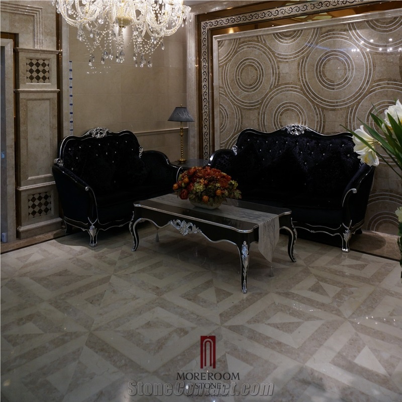 Turkish Marble Tiles Burdur Beige Marble Cappuccino Marble Tiles Water Jet Marble Medallion Floor Medallion Laminated Marble Tiles Polished Marble Floor Tile Design