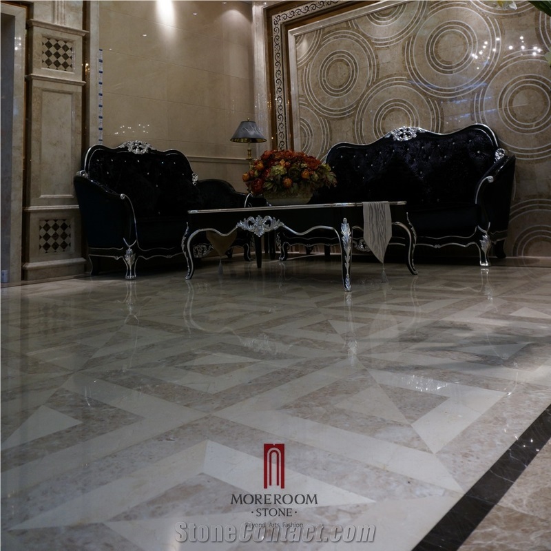 Turkish Marble Tiles Burdur Beige Marble Cappuccino Marble Tiles Water Jet Marble Medallion Floor Medallion Laminated Marble Tiles Polished Marble Floor Tile Design