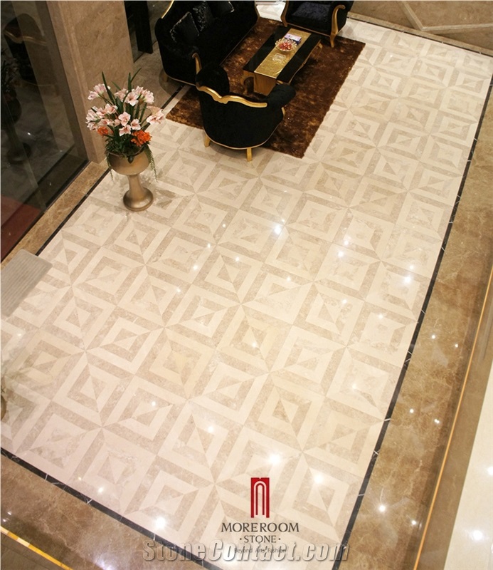 Turkish Marble Tiles Burdur Beige Marble Cappuccino Marble Tiles Water Jet Marble Medallion Floor Medallion Laminated Marble Tiles Polished Marble Floor Tile Design