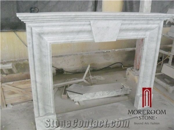 Villa Decoration Italian Carrara White Marble Fireplace Design