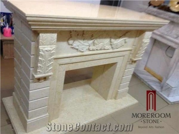 Villa Decoration Italian Carrara White Marble Fireplace Design
