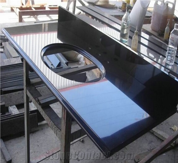 Absolute Black Granite Bath Tops, Black Granite Bathroom Countertops, Pure Black Granite Countertops