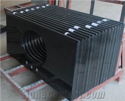 Absolute Black Granite Bath Tops, Black Granite Bathroom Countertops, Pure Black Granite Countertops