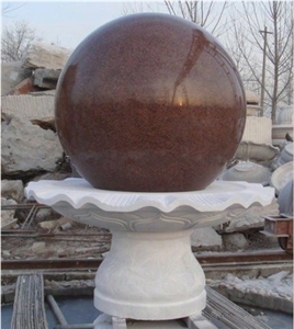 Granite Stone Fountain, Garden Water Fountain, Red Granite Stone Ball Fountains