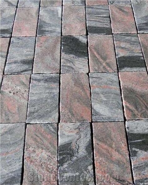 Multicolor Red Granite Paving, Flamed Surface Granite Stone Pavers