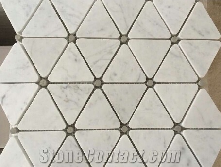 Polished White Marble Mosaic Tiles, Interior Stone Tiles, Mosaic Marble Floor Patterns