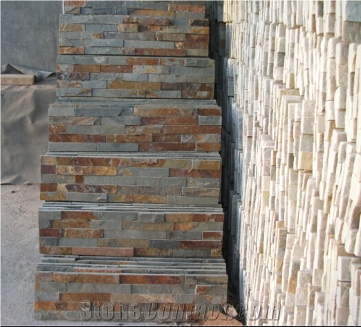Rusty Natural Stone Exterior Wall Cladding Panel, Rusty Slate Stone Walling Tiles