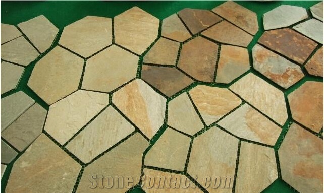 Rusty Yellow Slate Irregular Flagstones, Rusty Yellow Slate Flagstone Walkway Pavers