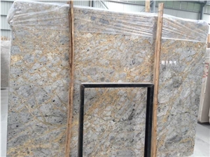 Turkey Golden Tundra Spider Marble Slab, Golden Grey Blue Marble Slab,