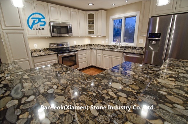 Nero Marinace Gold Countertop, Artificial Stone Kitchen Countertop