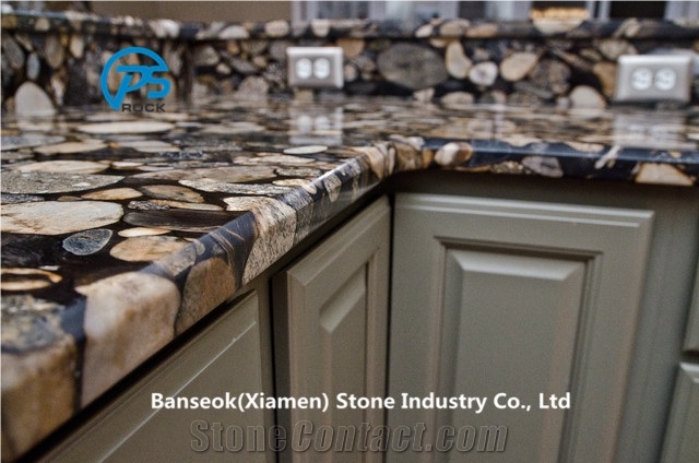Nero Marinace Gold Countertop, Artificial Stone Kitchen Countertop