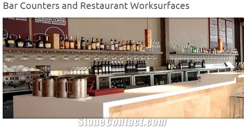 Bone Corian Solid Surface Bar Counters and Restaurant Worksurfaces