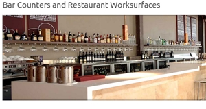 Bone Corian Solid Surface Bar Counters and Restaurant Worksurfaces