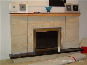 Beige Limestone Fireplace Design, Jerusalem Limestone Fireplace Design