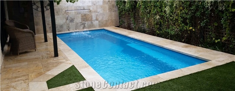 Beige Travertine Swimming Pools Design