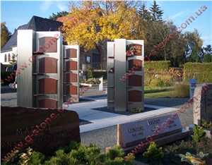 Rosso Toledo Granite Columbarium Cemetery Crypts, Red Granite Mausoleum Ukrain