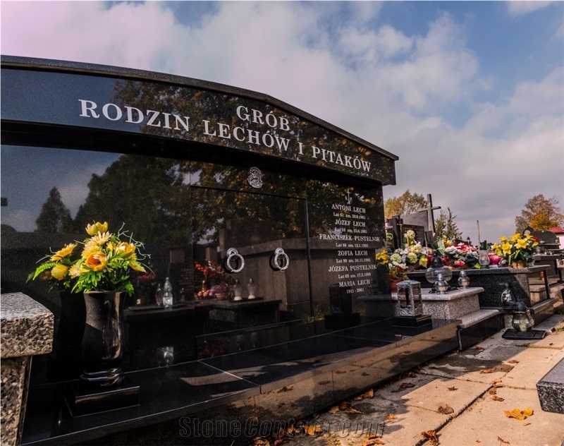 Absolute Black Granite Family Columbarium, Jet Black Granite Mausoleum India