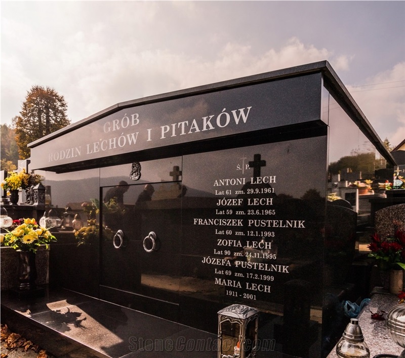 Absolute Black Granite Family Columbarium, Jet Black Granite Mausoleum India