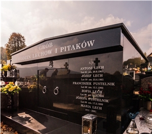 Absolute Black Granite Family Columbarium, Jet Black Granite Mausoleum India