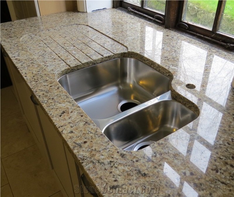 Giallo Santa Cecilia Granite Countertop, Yellow Granite Kitchen Countertops Brazil