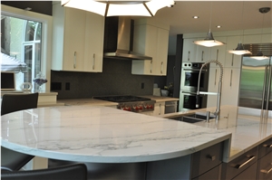 White Macaubas Quartzite Kitchen Island Top, Peninsula and Perimeter Counters