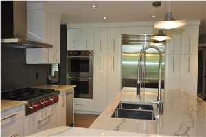 White Macaubas Quartzite Kitchen Island Top, Peninsula and Perimeter Counters