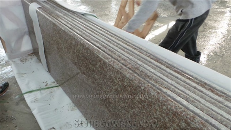 G687 Granite Polished Kitchen Countertops, Peach Red Granite/China Pink Granite Kitchen Countertop