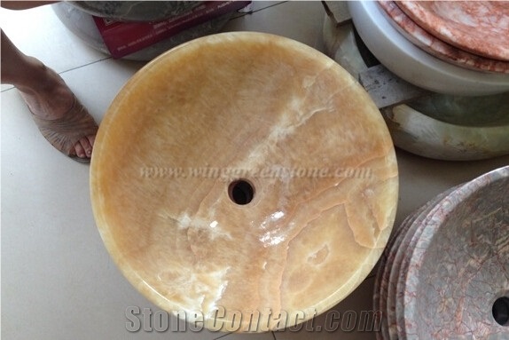 Jade Rosin Yellow Onyx Vessel Sinks, Wholesale Sinks,Distributed Basins,Rosin Crystal Yellow Basins, Factory Nature Stone Sinks, China Yellow Onyx Vessel Sinks