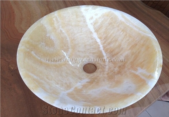 Jade Rosin Yellow Onyx Vessel Sinks, Wholesale Sinks,Distributed Basins,Rosin Crystal Yellow Basins, Factory Nature Stone Sinks, China Yellow Onyx Vessel Sinks