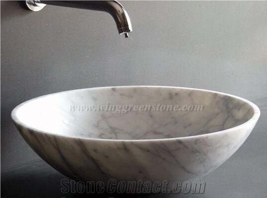 Polished Bianco Carrara Marble Sinks & Basins for Bathroom or Kitchen ,Vanity Top with Own Quarry