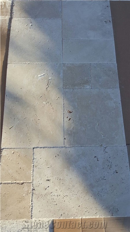 Light Brushed and Chiseled Edge Travertine, Denizli Travertine Floor Tiles, Beige Travertine Pattern Tiles