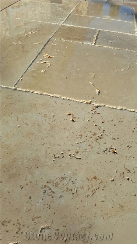 Light Brushed and Chiseled Edge Travertine, Denizli Travertine Floor Tiles, Beige Travertine Pattern Tiles