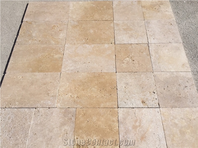 Light Travertine Tumbled Pattern tiles, pavers, beige travetine cube stone, paving sets, floor covering 