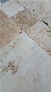 Opus Romain Classic Tumbled Travertine Tiles & Slabs, Denizli Beige Travertine Floor Tiles Pattern