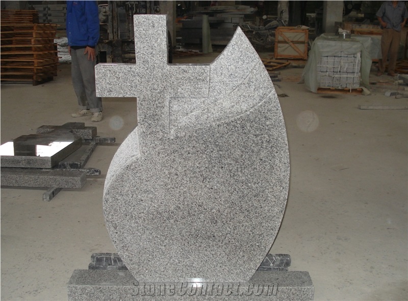 G603 Grey Granite Cross Tombstone, Western Style Tombstone, G603 Granite Monument & Tombstone