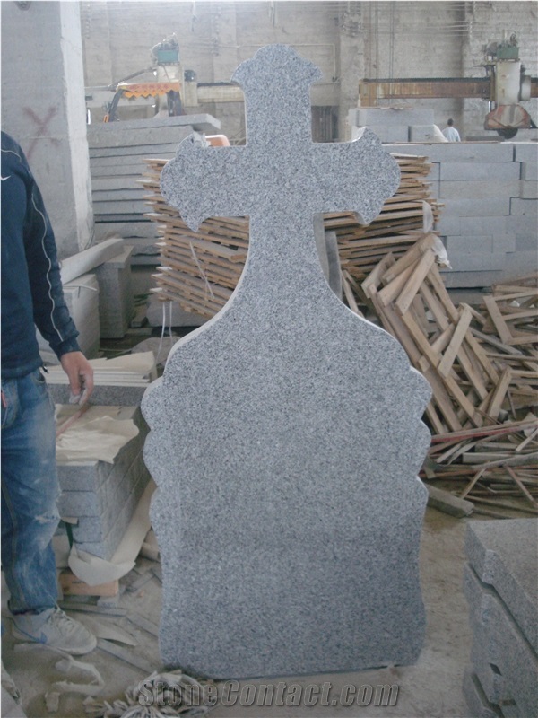 G603 Grey Granite Cross Tombstone, Western Style Tombstone, G603 Granite Monument & Tombstone