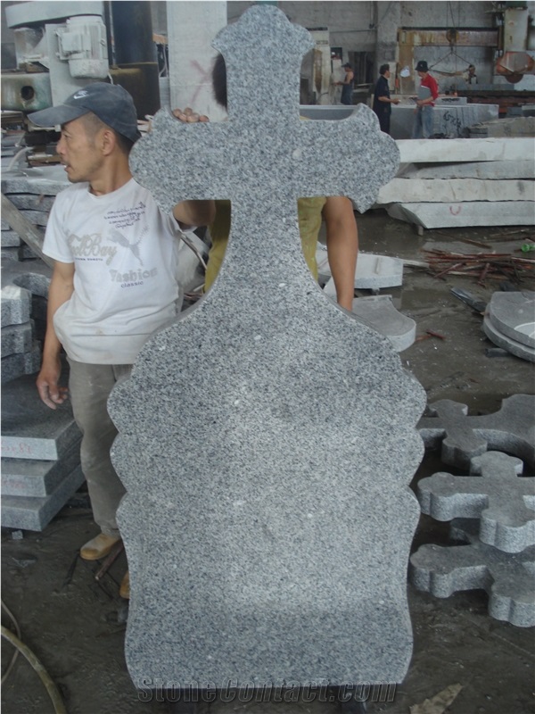 G603 Grey Granite Cross Tombstone, Western Style Tombstone, G603 Granite Monument & Tombstone
