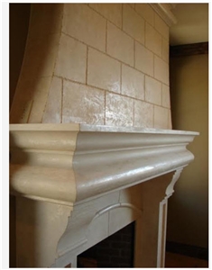 Natural Quarry Cast Cottonwood Limestone Fireplace Surrounds, Beige Limestone Fireplace