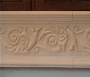 Natural Quarry Cast Cottonwood Limestone Fireplace Surrounds, Beige Limestone Fireplace