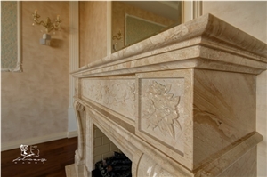 Daino Reale Marble Fireplace Mantel, Beige Marble Fireplace Italy