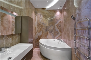 Onice Miele Nuvolato Onyx Bathroom Design, Yellow Onyx Walling Tiles Turkey