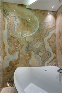Onice Miele Nuvolato Onyx Bathroom Design, Yellow Onyx Walling Tiles Turkey